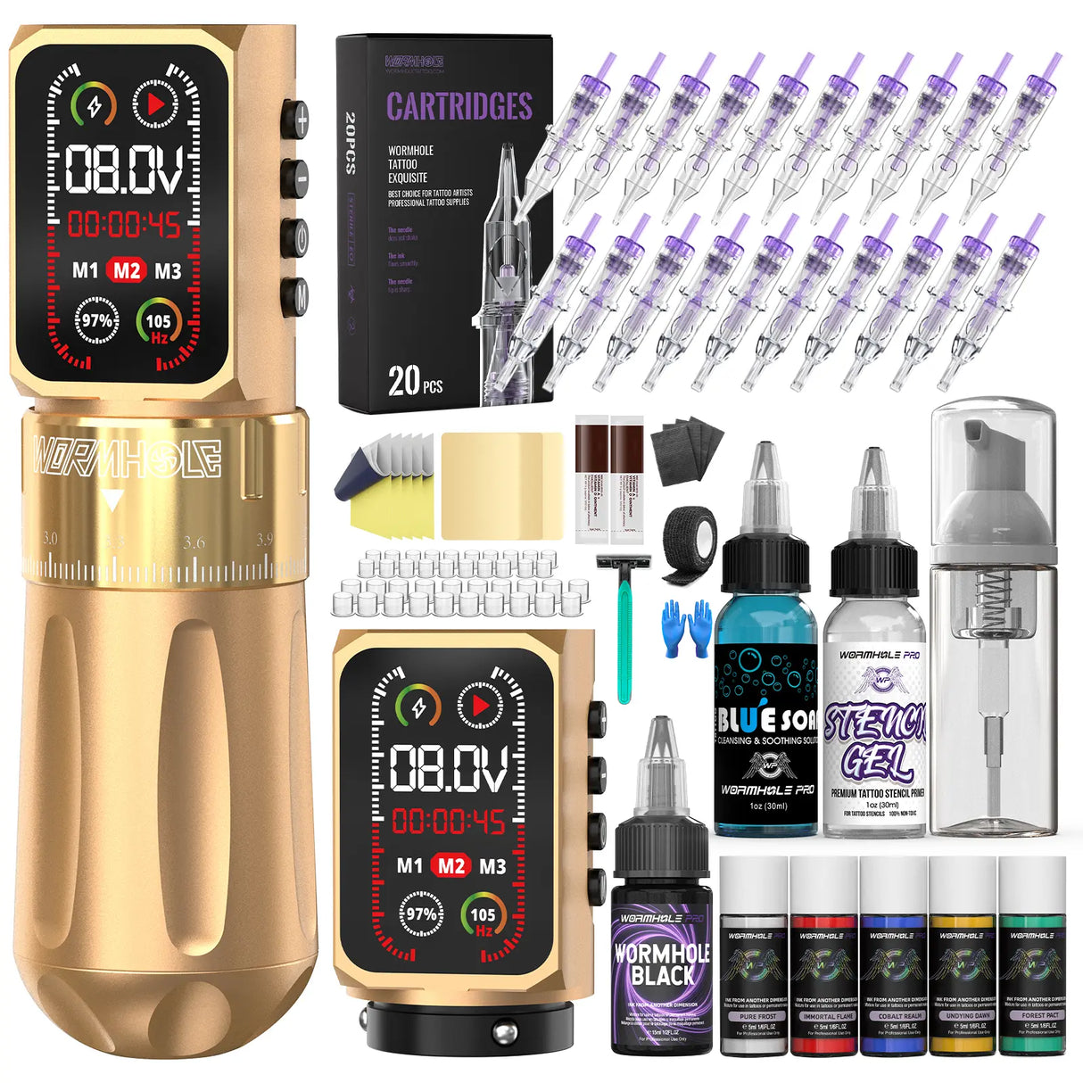 Wormhole Wireless Tattoo Kit –  2 Batteries, 2300mAh, Smart Screen