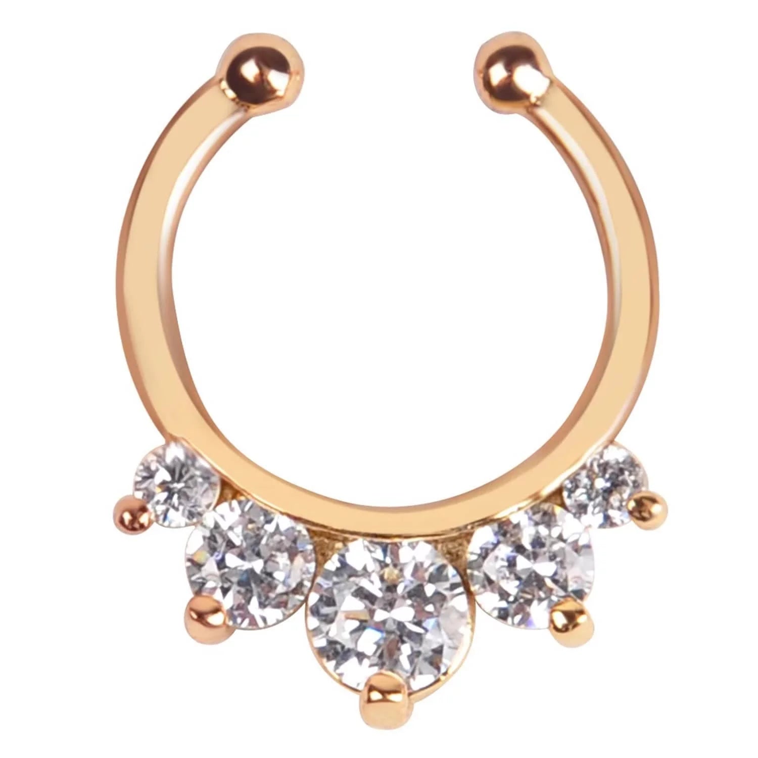 Bold Fan Crystals Faux Septum Ring (Rose Gold) – Cali Crystals