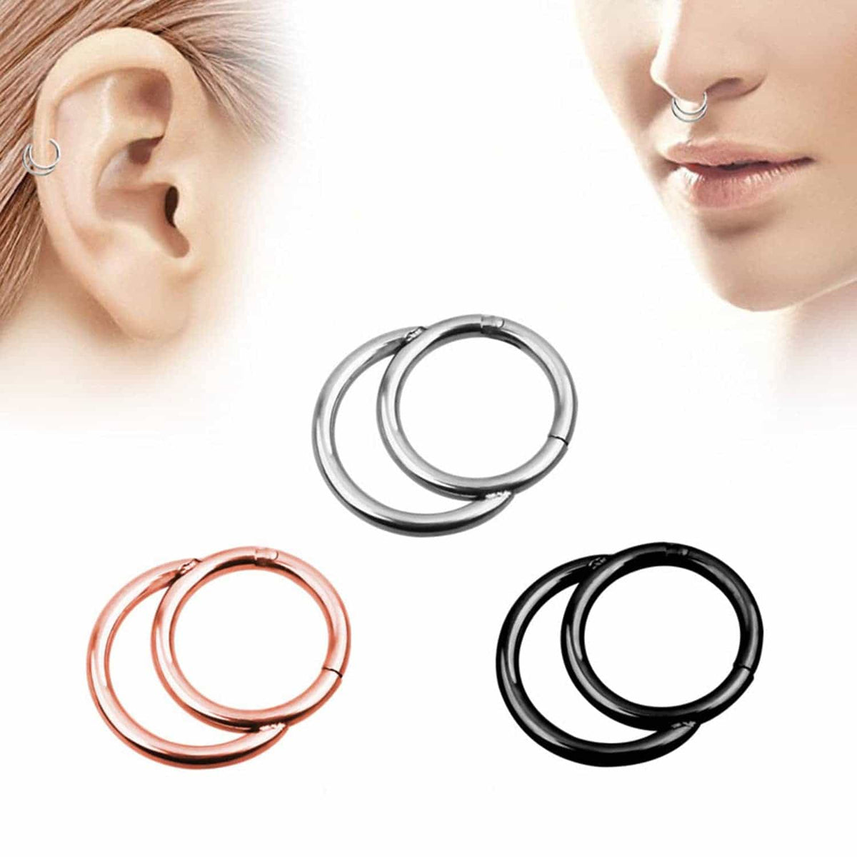 Nose Hoop Rings Body Piercing 3pcs – wormholesupply